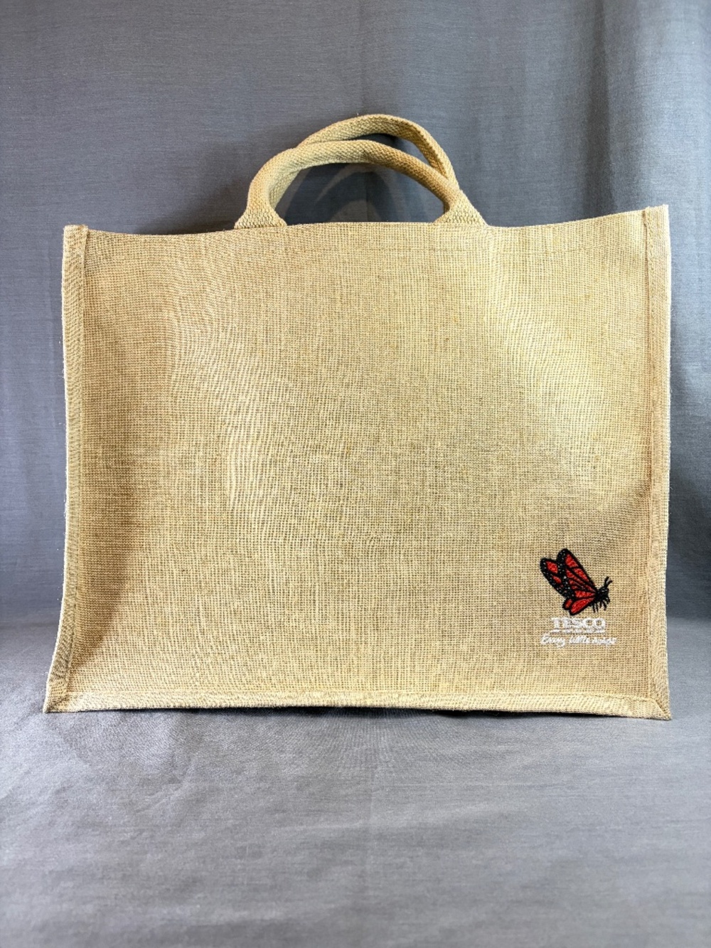 Tesco UK Butterfly Eco Jute Shopping Bag Reusable Cream Rope Handles